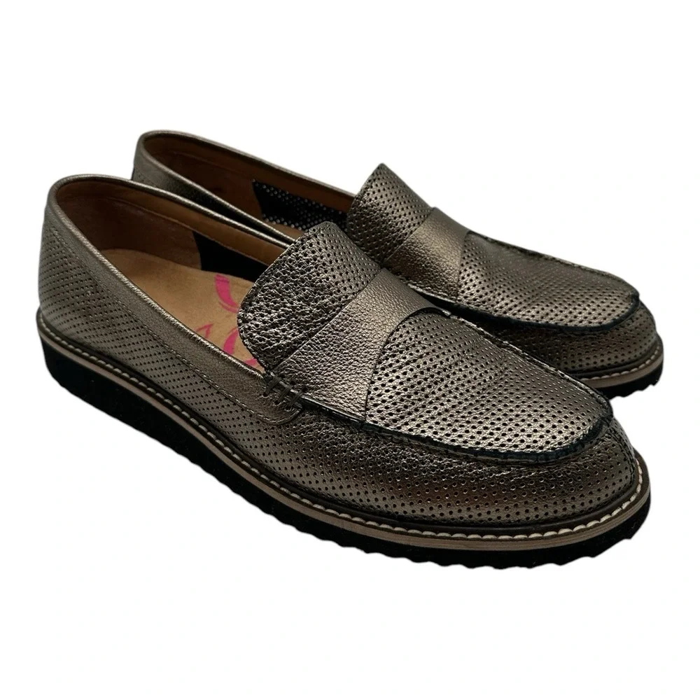 Comfortiva Align Laina Shoes Womens 10‎ M Gold Metallic Slip On Loafer Leather